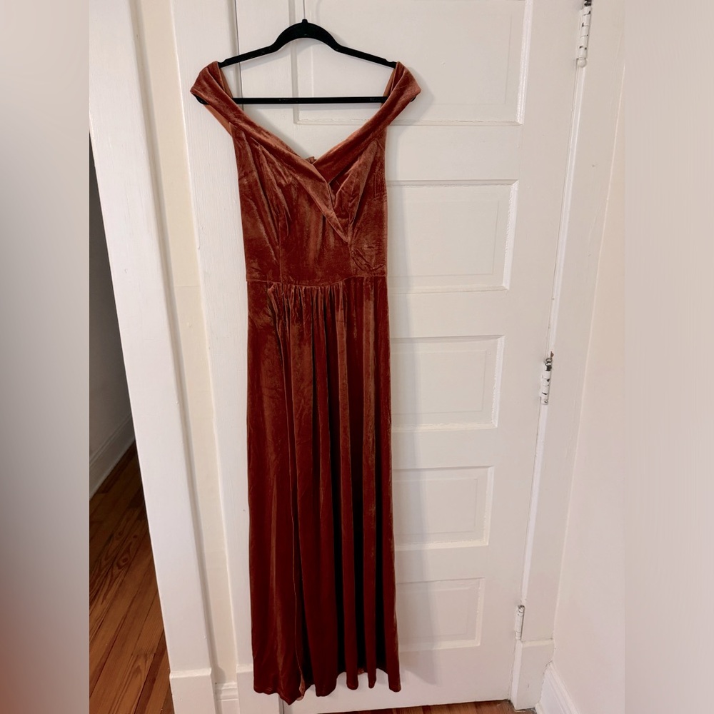 Velvet rust formal dress